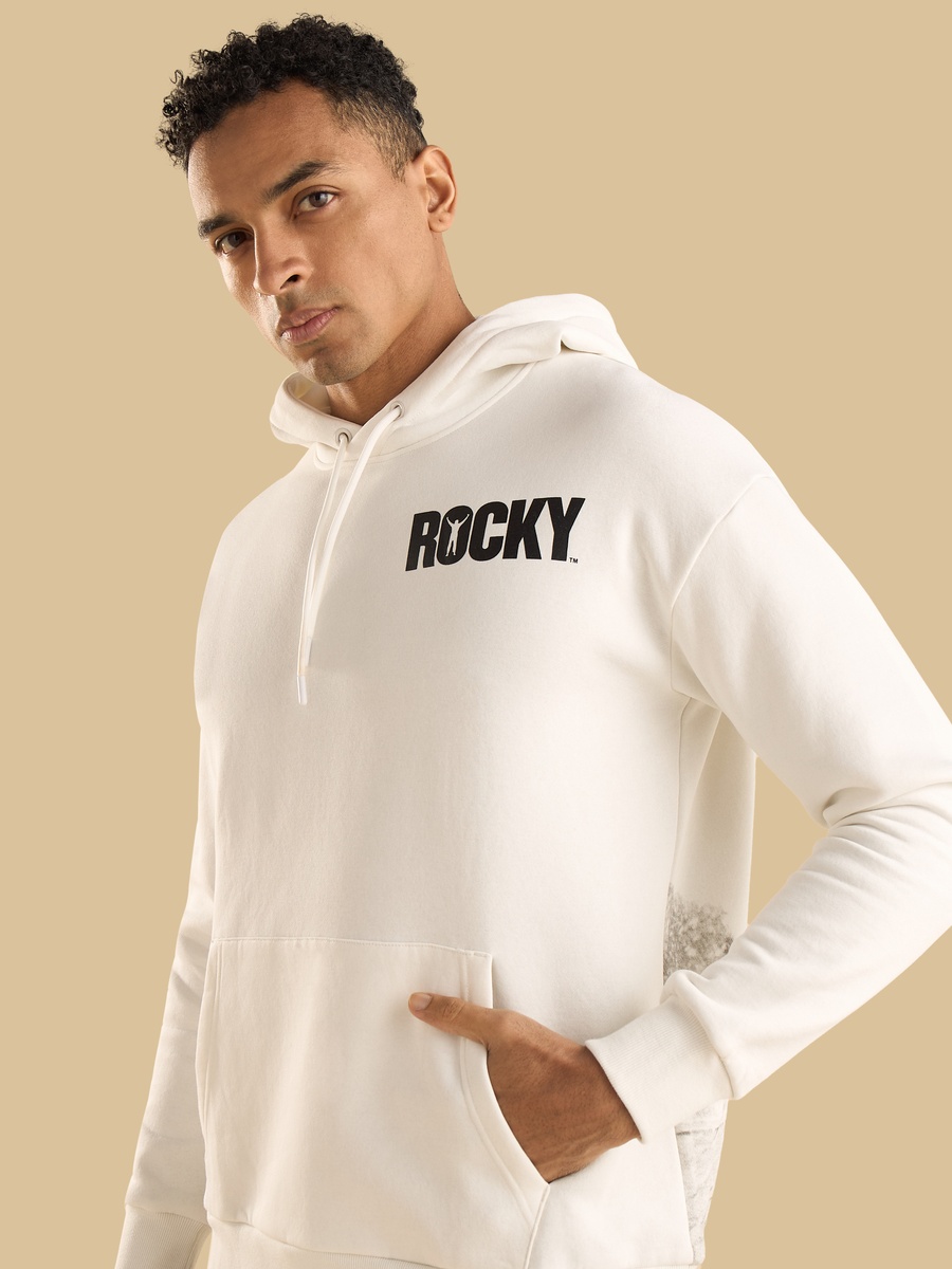Rocky Balboa Print Oversized Hooded Sweatshirt