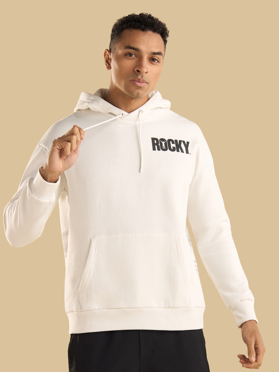 Rocky Balboa Print Oversized Hooded Sweatshirt