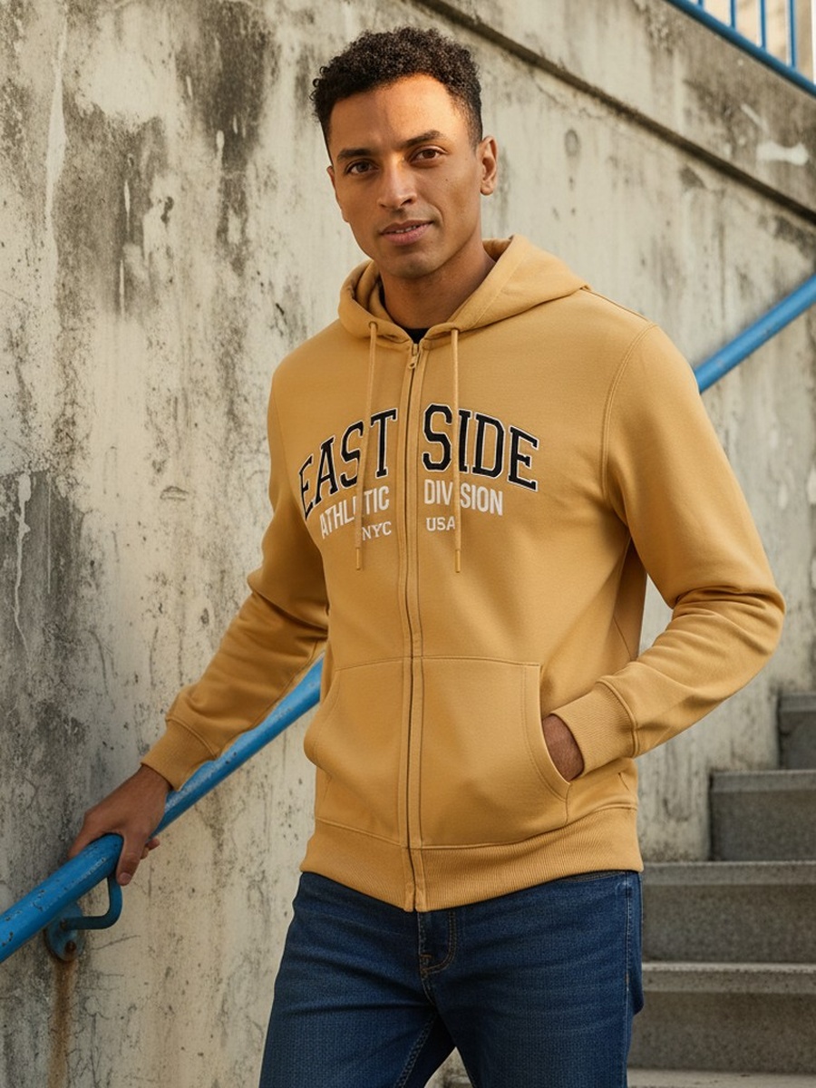 Printed Zip Through Hoodie