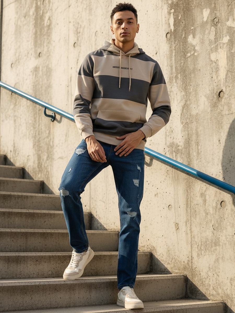 Striped Hooded Sweatshirt