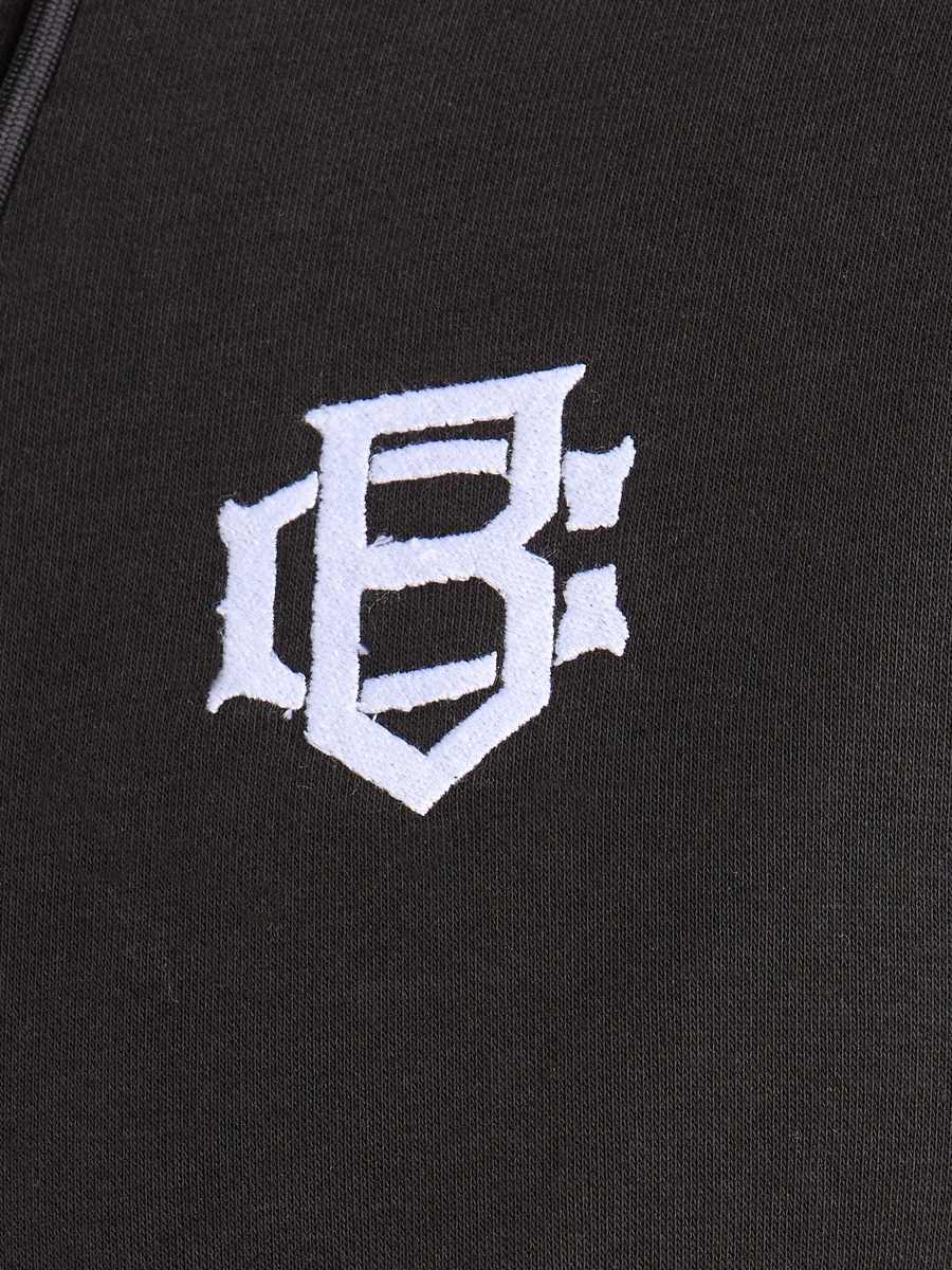 Monogram Print Fleece Zip Through Hoodie