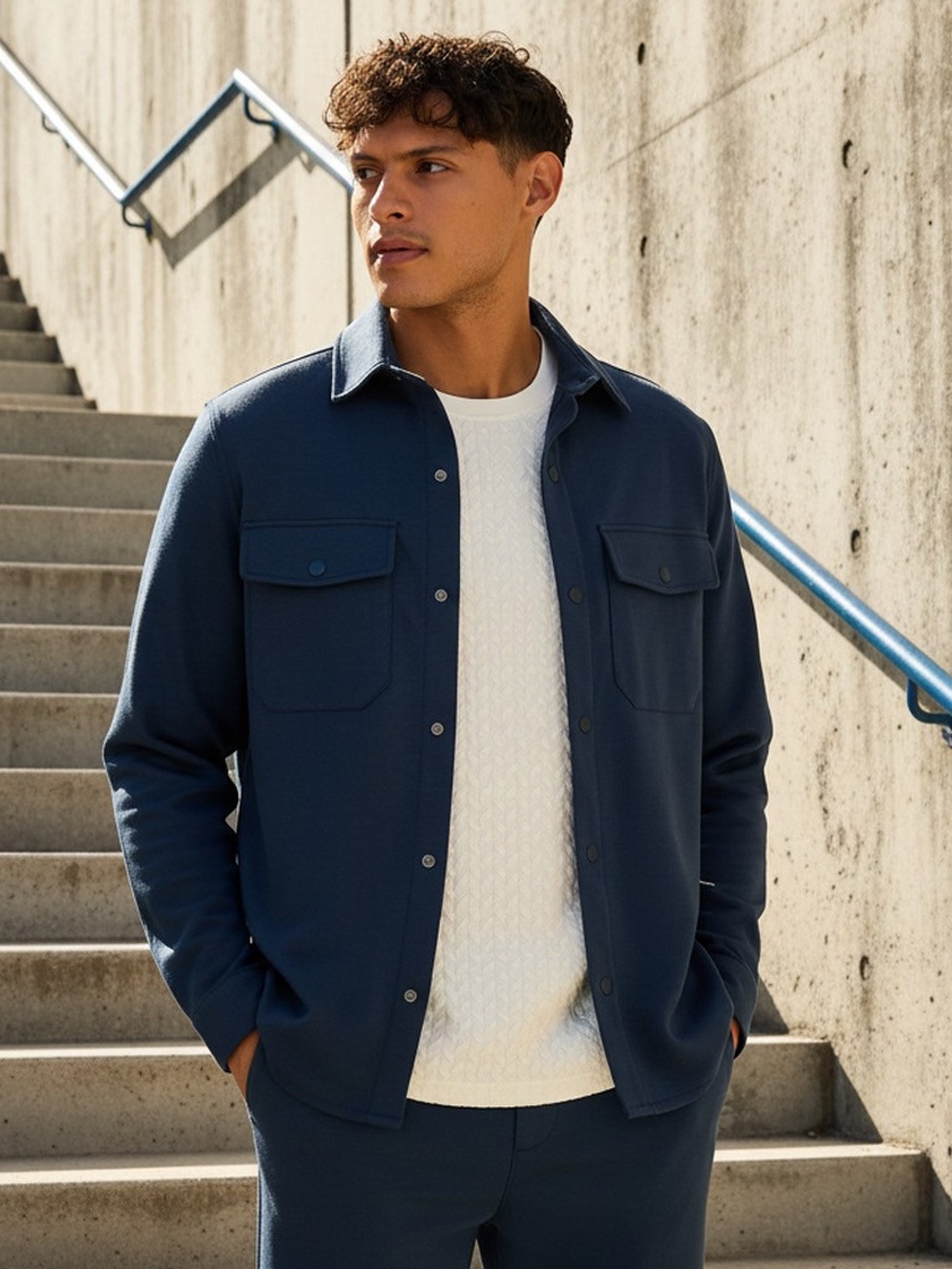 Interlock Overshirt with Double Pockets