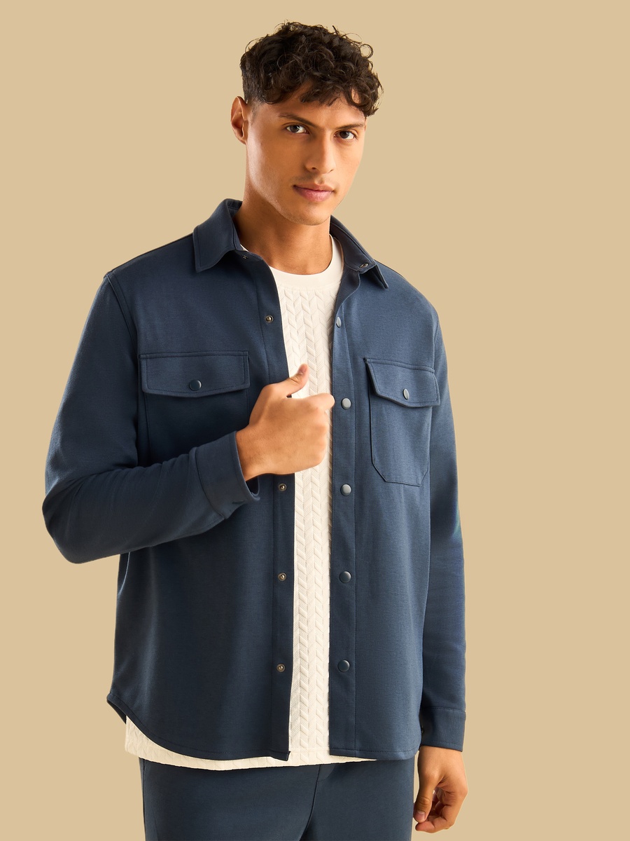Interlock Overshirt with Double Pockets