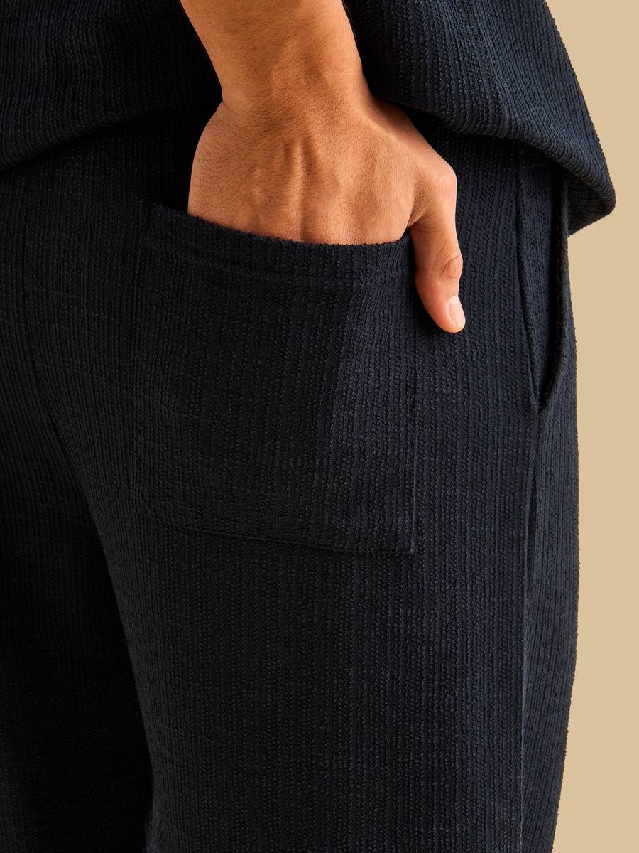 Textured Pants with Drawstring Closure