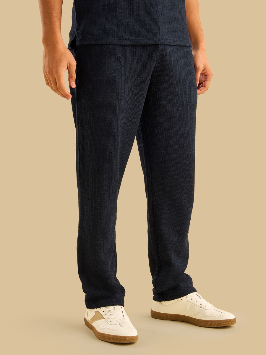 Textured Pants with Drawstring Closure