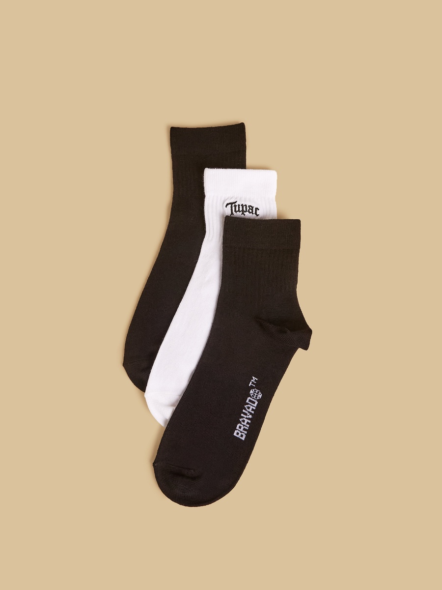 Pack of 3 - Tupac Print Ankle Length Socks