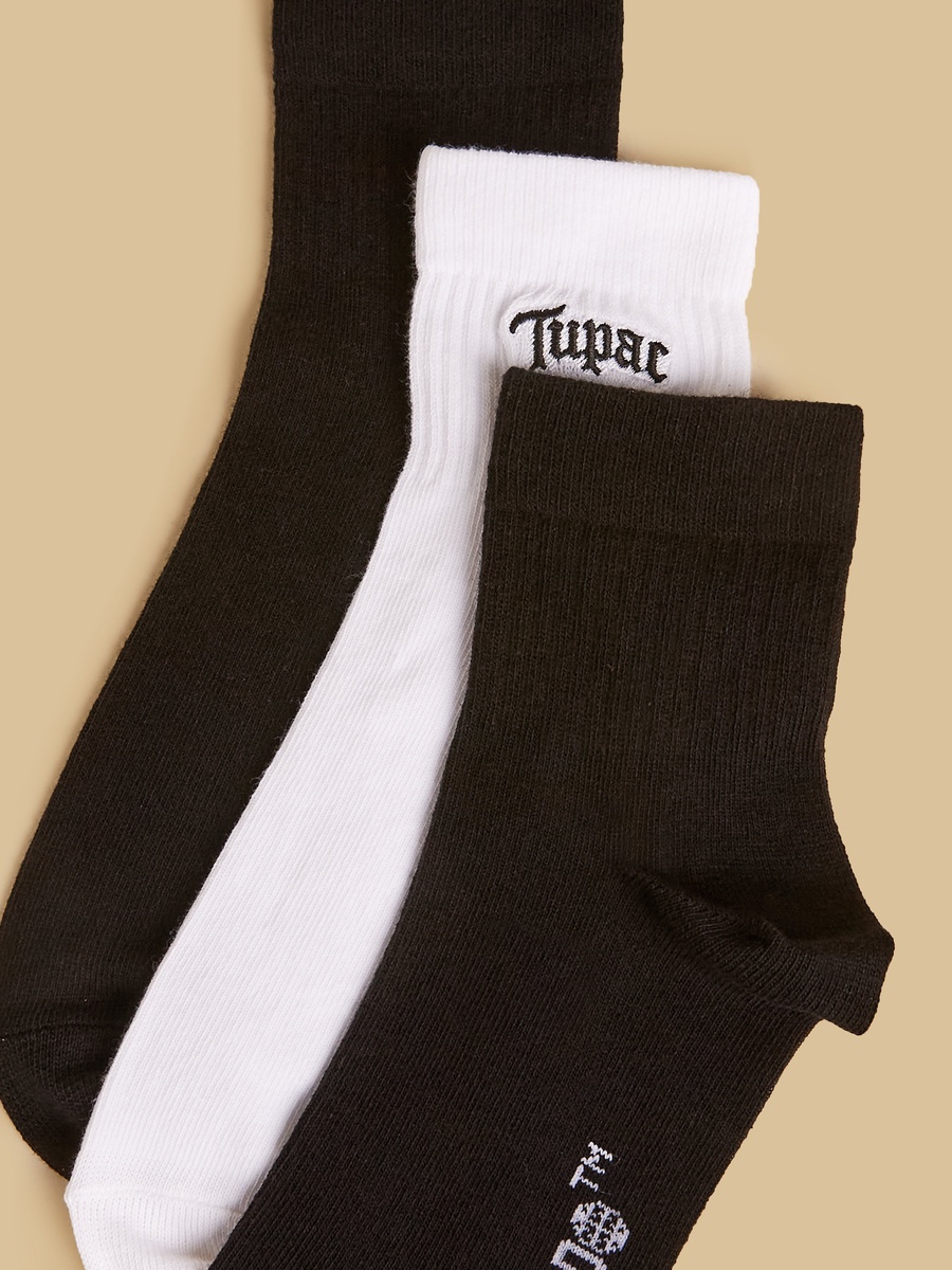 Pack of 3 - Tupac Print Ankle Length Socks