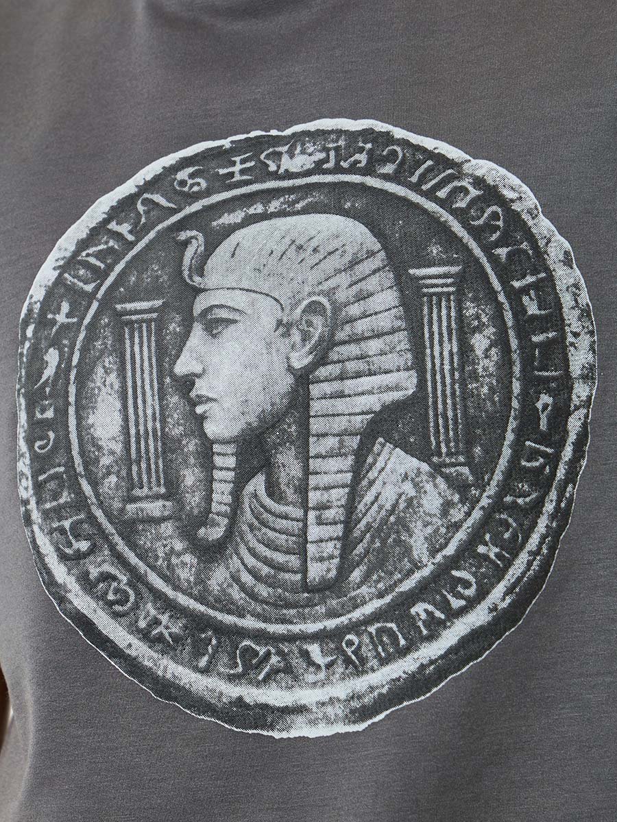 Men Grey Egyptian Graphic Print Oversized T-Shirt
