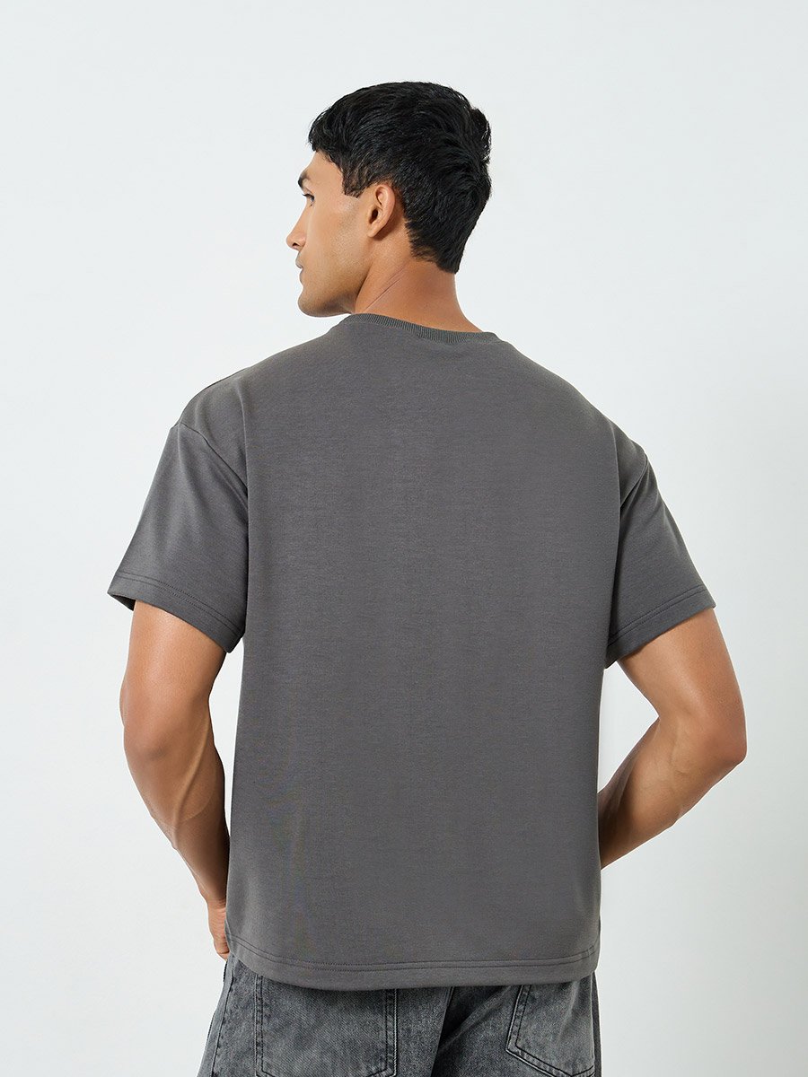 Men Grey Egyptian Graphic Print Oversized T-Shirt
