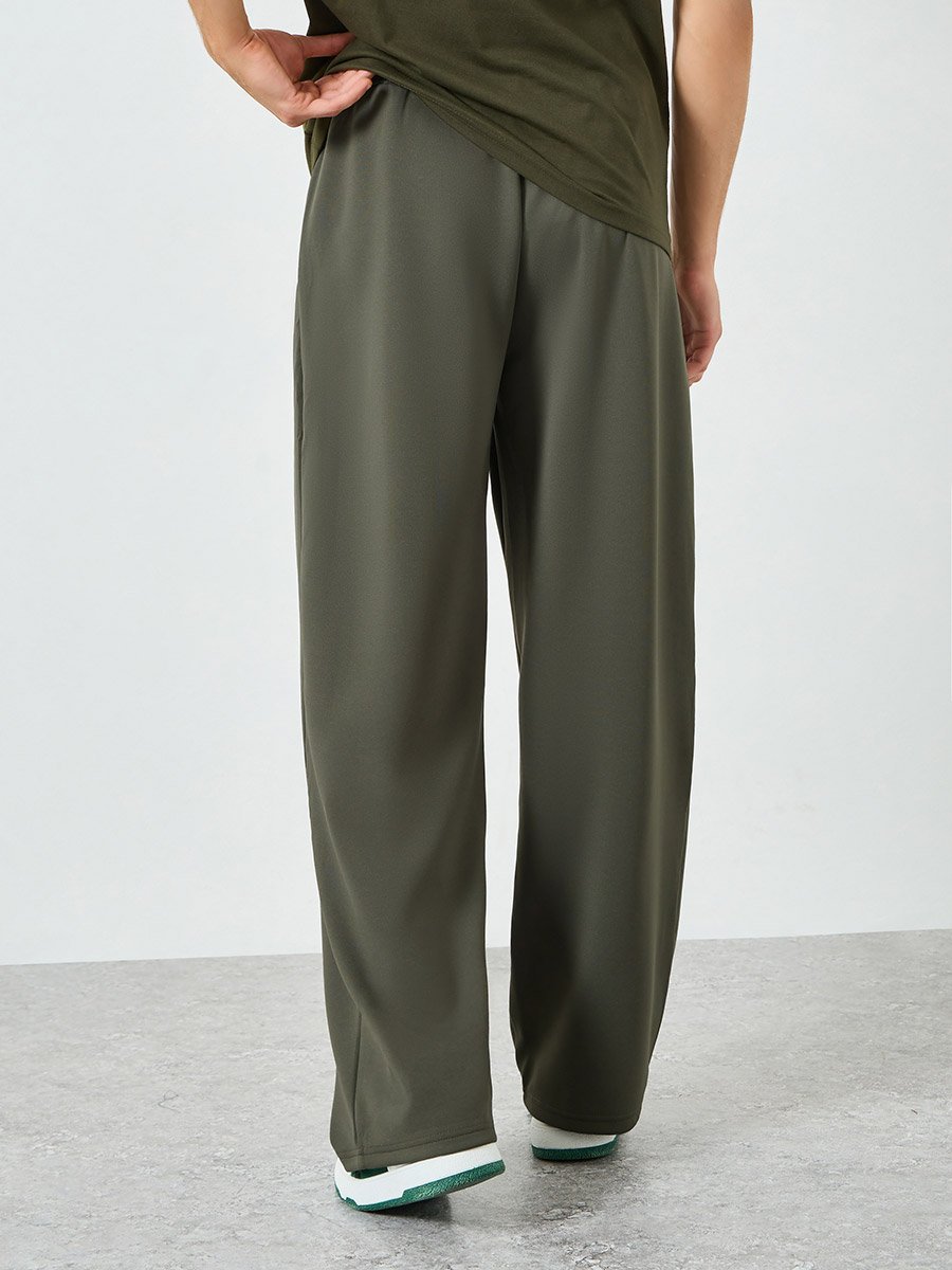 Men Olive Green Pleated Joggers