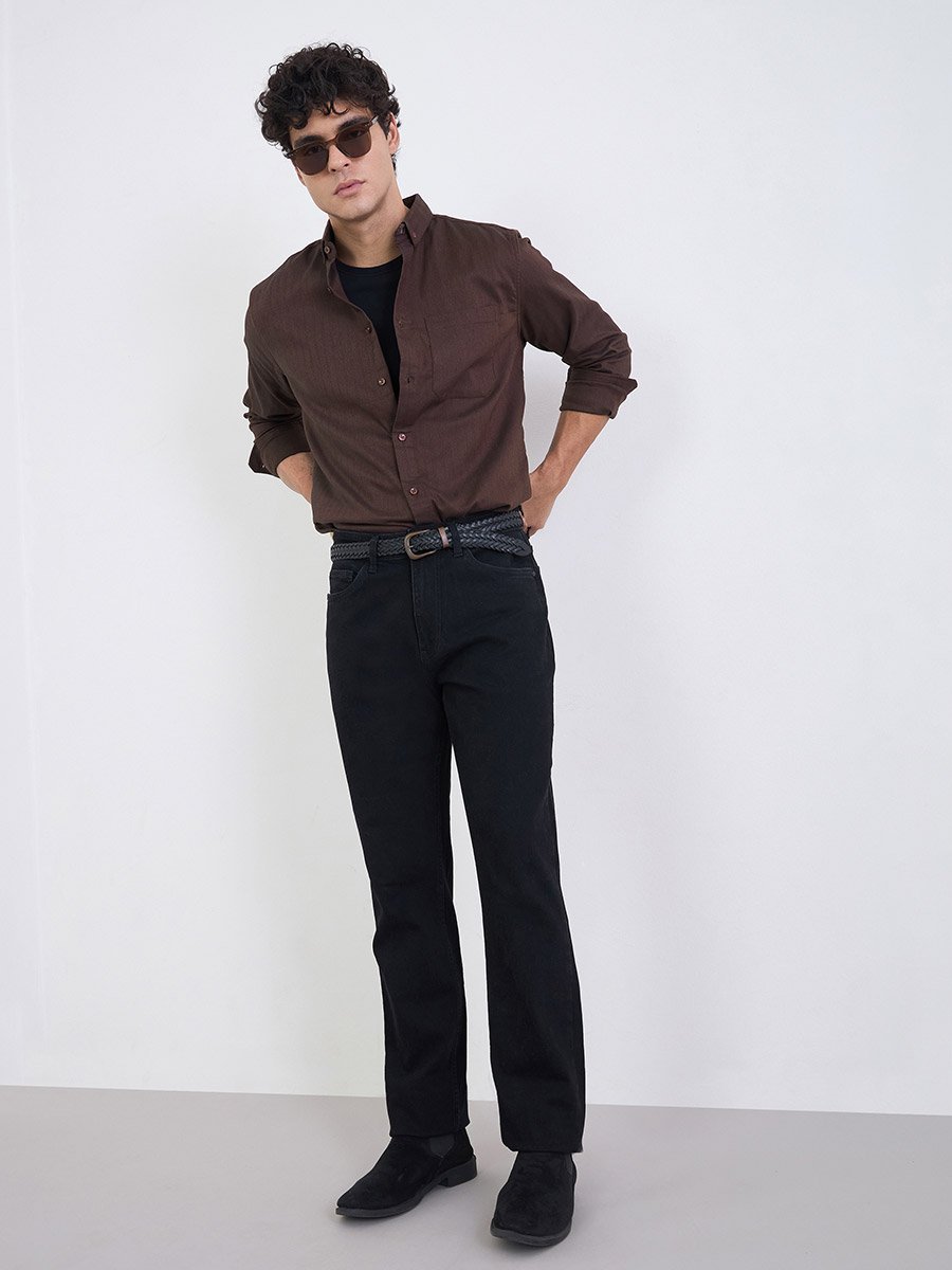 Men Regular Fit Textured Casual Shirt