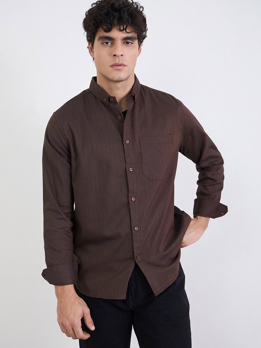 Men Regular Fit Textured Casual Shirt