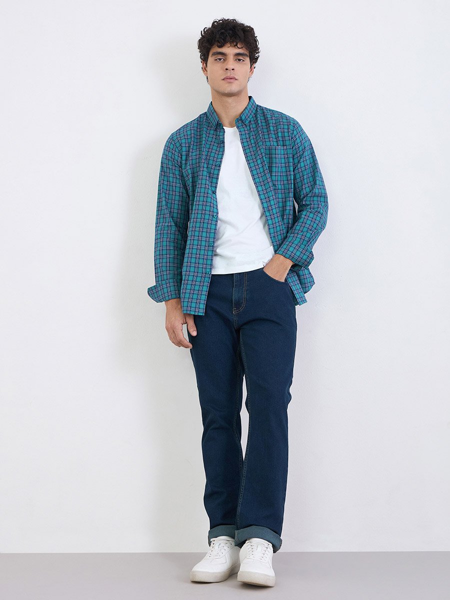 Men Regular Fit Checked Full Sleeve Shirt