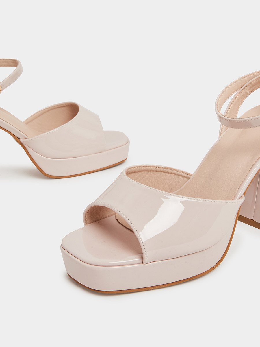 Blush Pink Block Heels Sandals