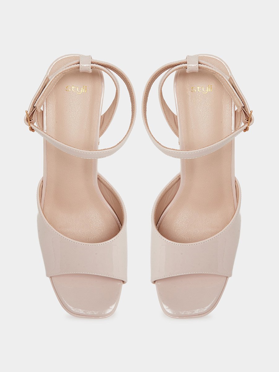 Blush Pink Block Heels Sandals
