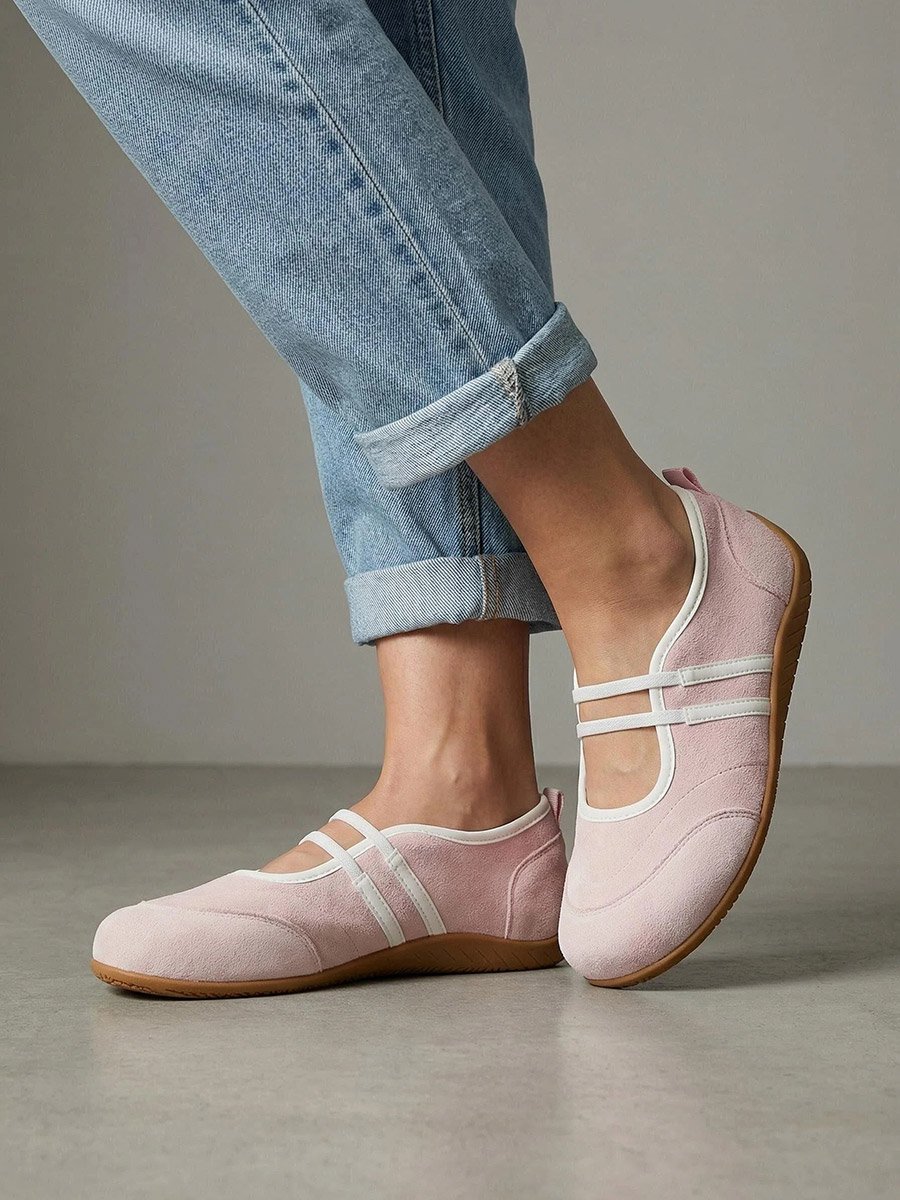 Pink Microsuede Mary Jane Sneakers