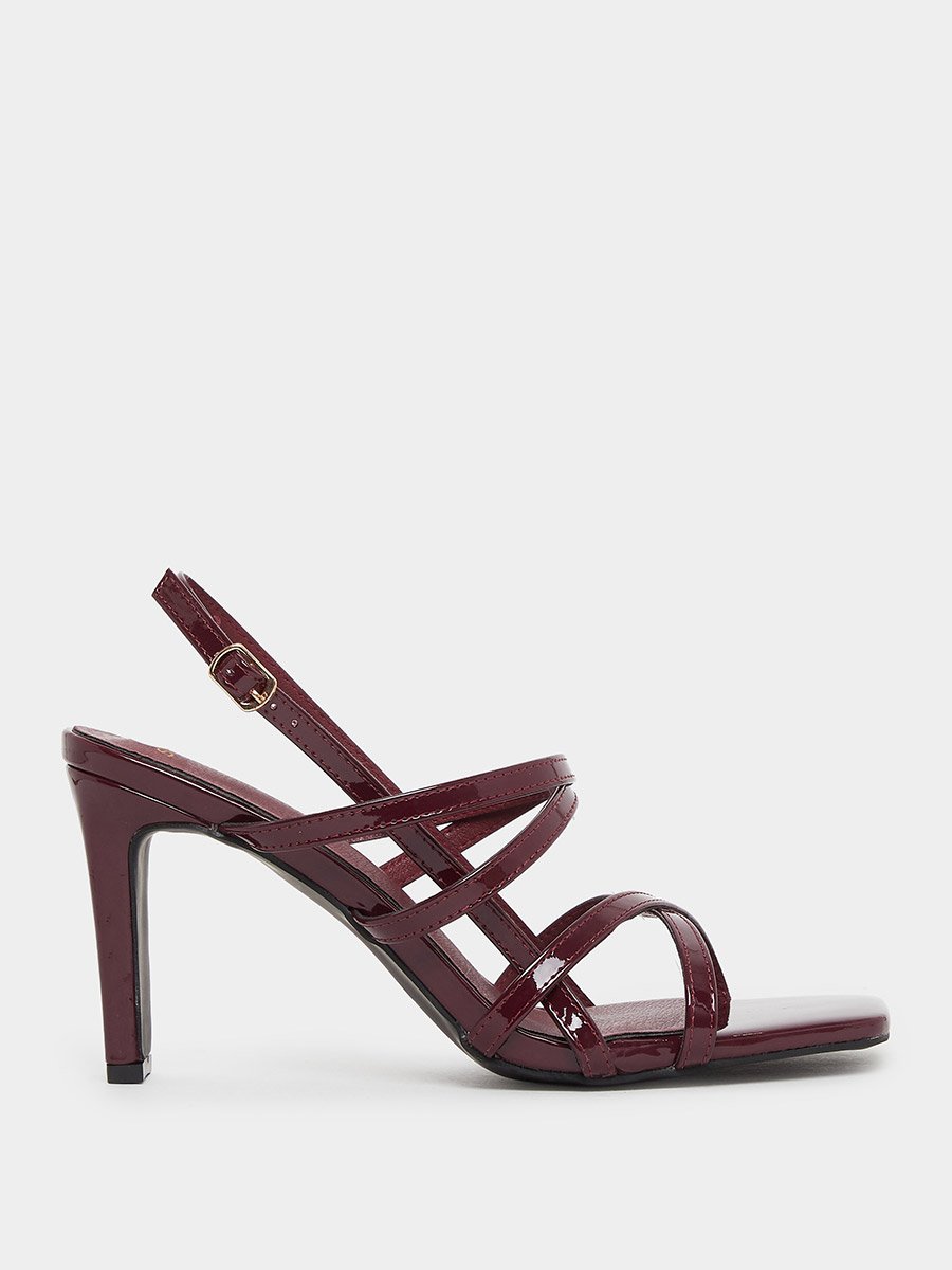 Burgundy Strappy Heeled Sandals