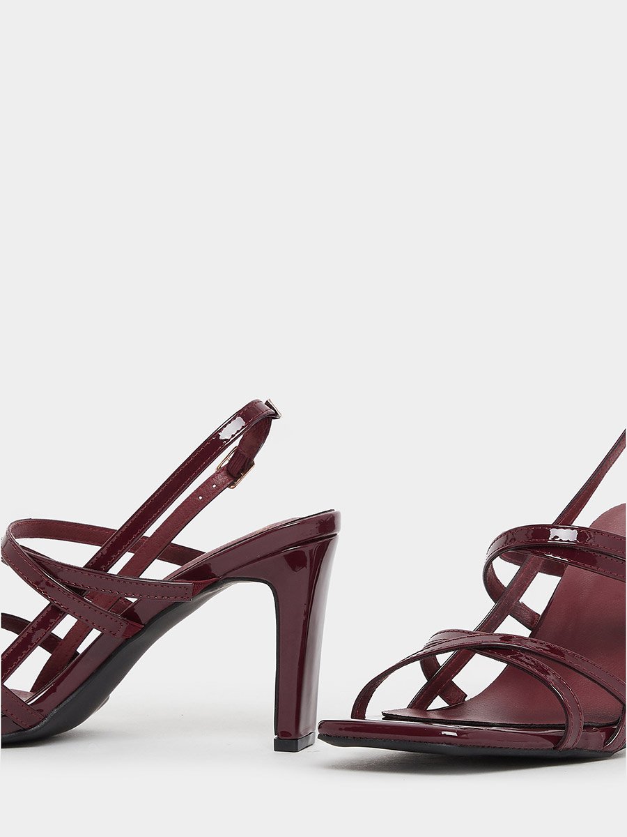 Burgundy Strappy Heeled Sandals