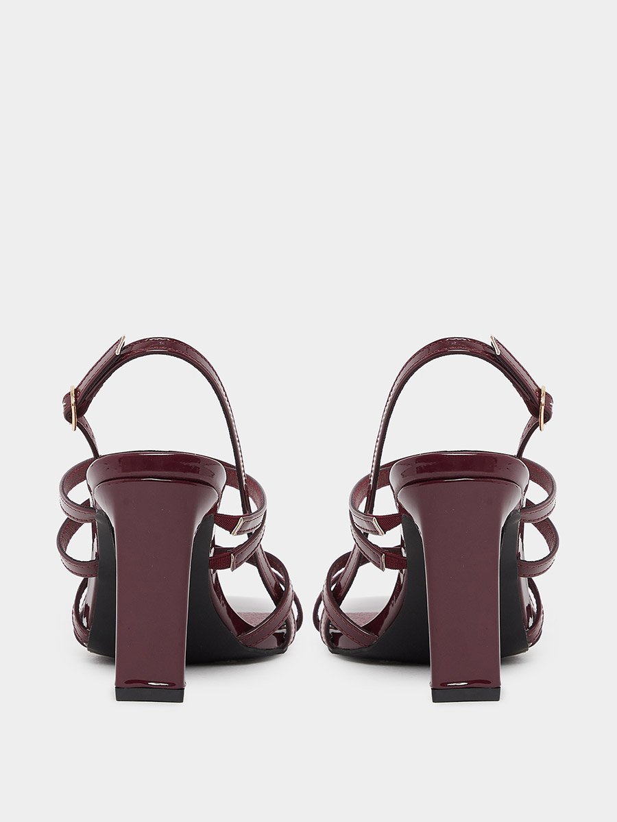 Burgundy Strappy Heeled Sandals