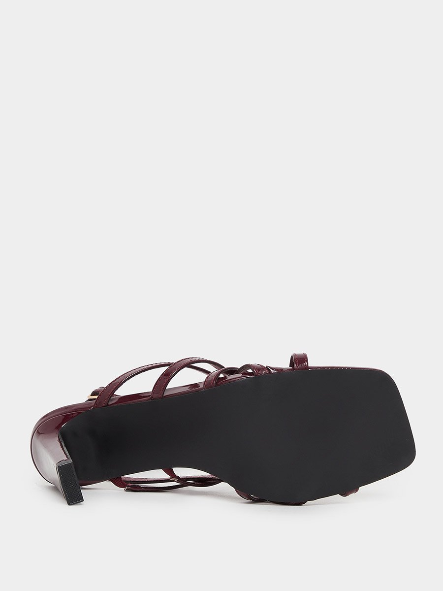 Burgundy Strappy Heeled Sandals
