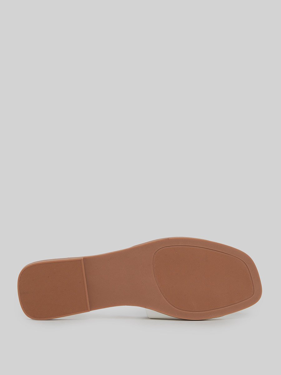 White Slip-On Flat Mules