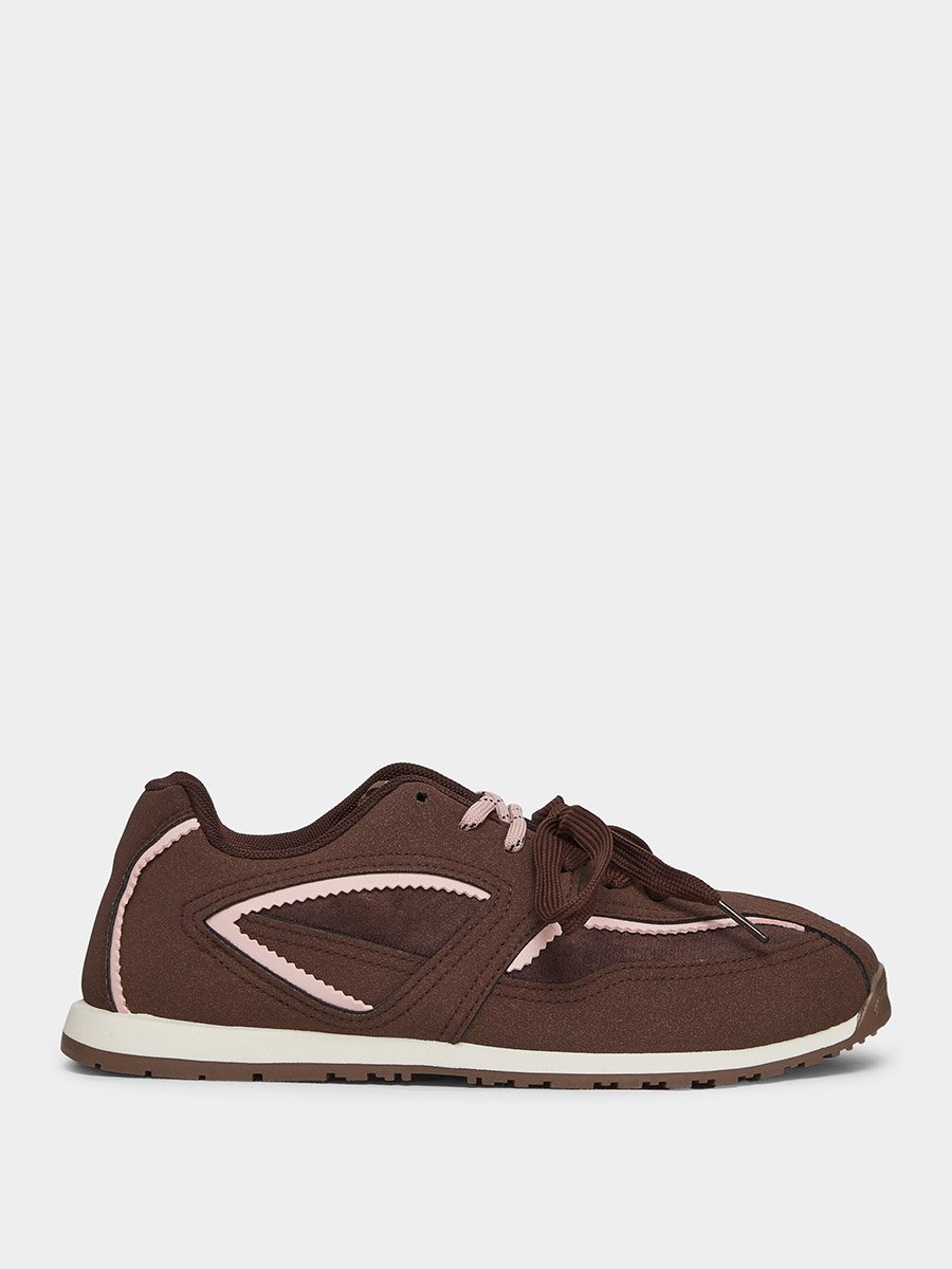 Textured Lace-Up Retro Sneakers