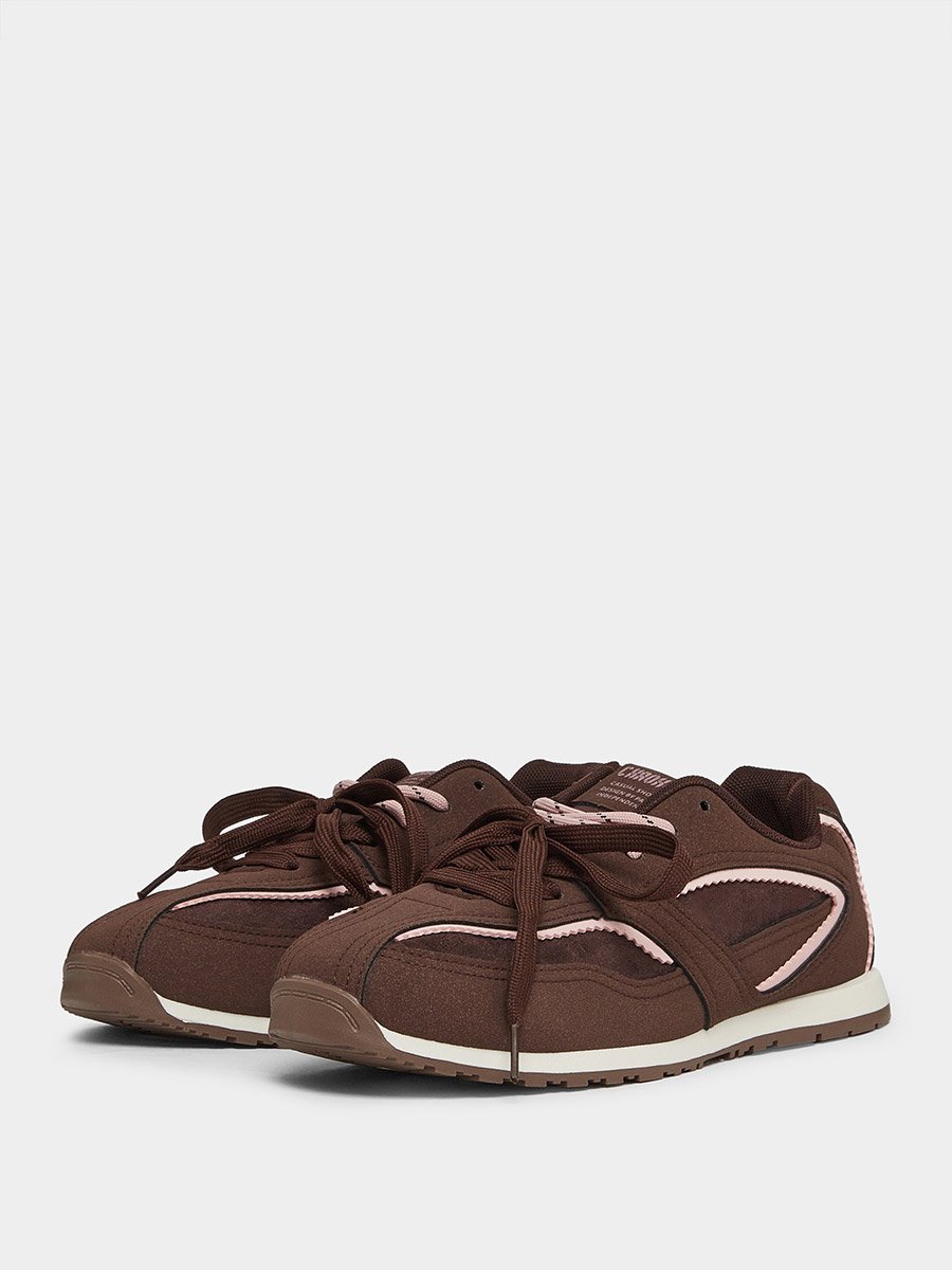 Textured Lace-Up Retro Sneakers
