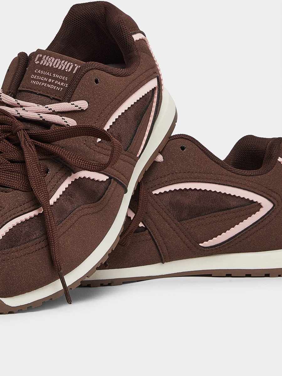 Textured Lace-Up Retro Sneakers