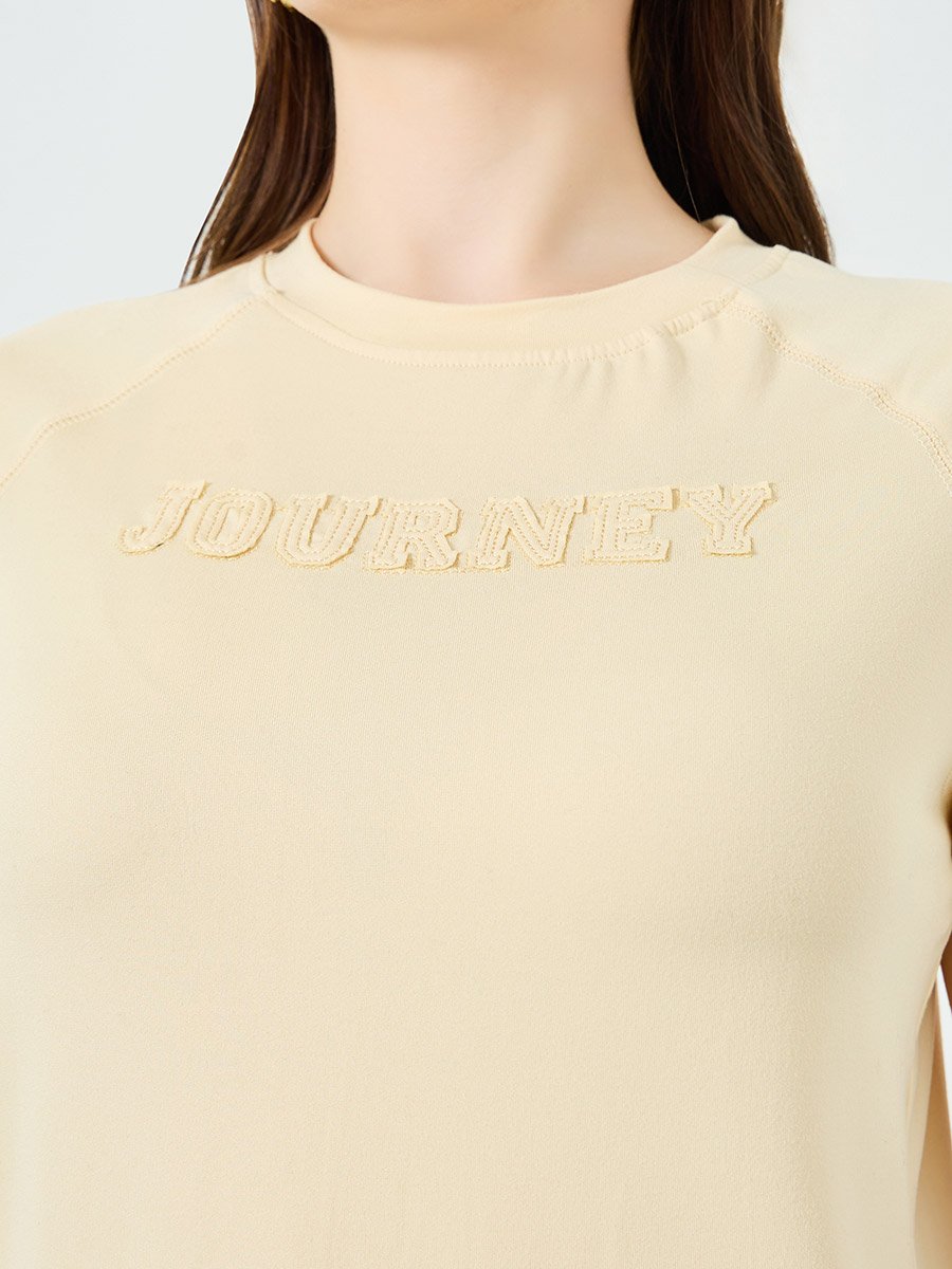 Yellow Embroidered Patch Raglan T-Shirt