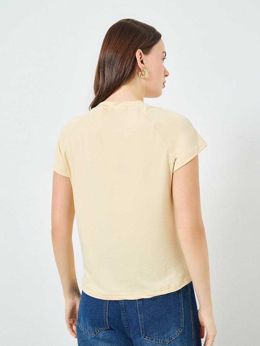 Yellow Embroidered Patch Raglan T-Shirt