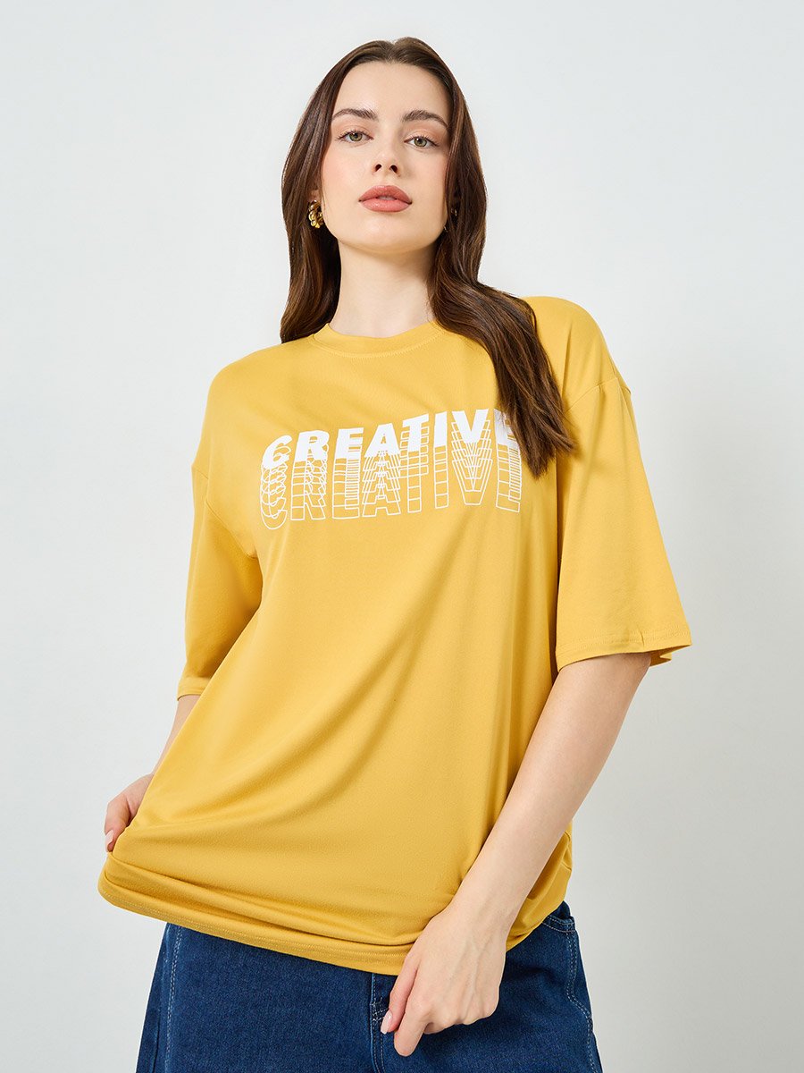 Yellow Round Neck Oversized T-Shirt