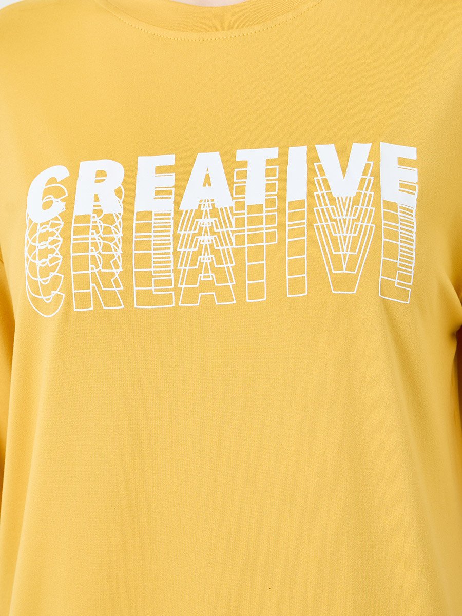 Yellow Round Neck Oversized T-Shirt