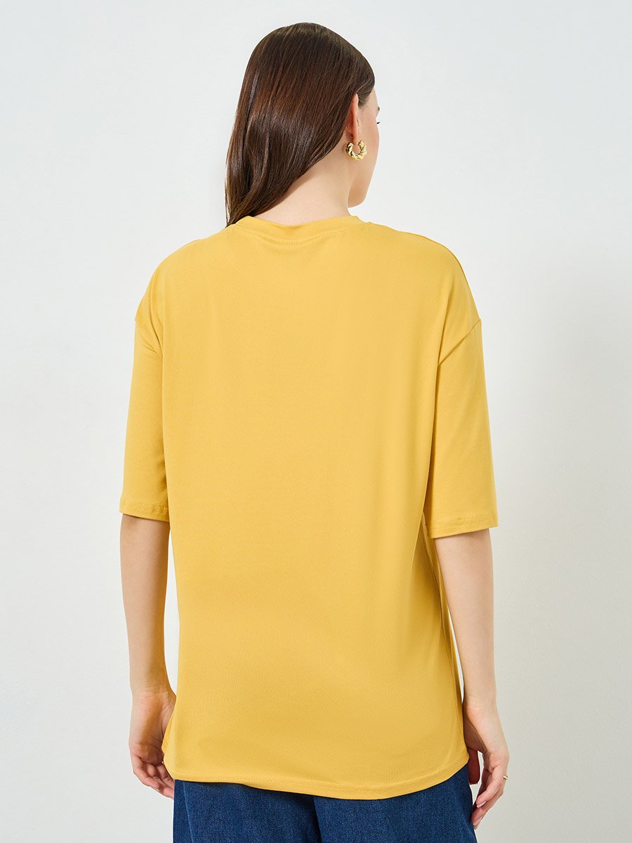 Yellow Round Neck Oversized T-Shirt