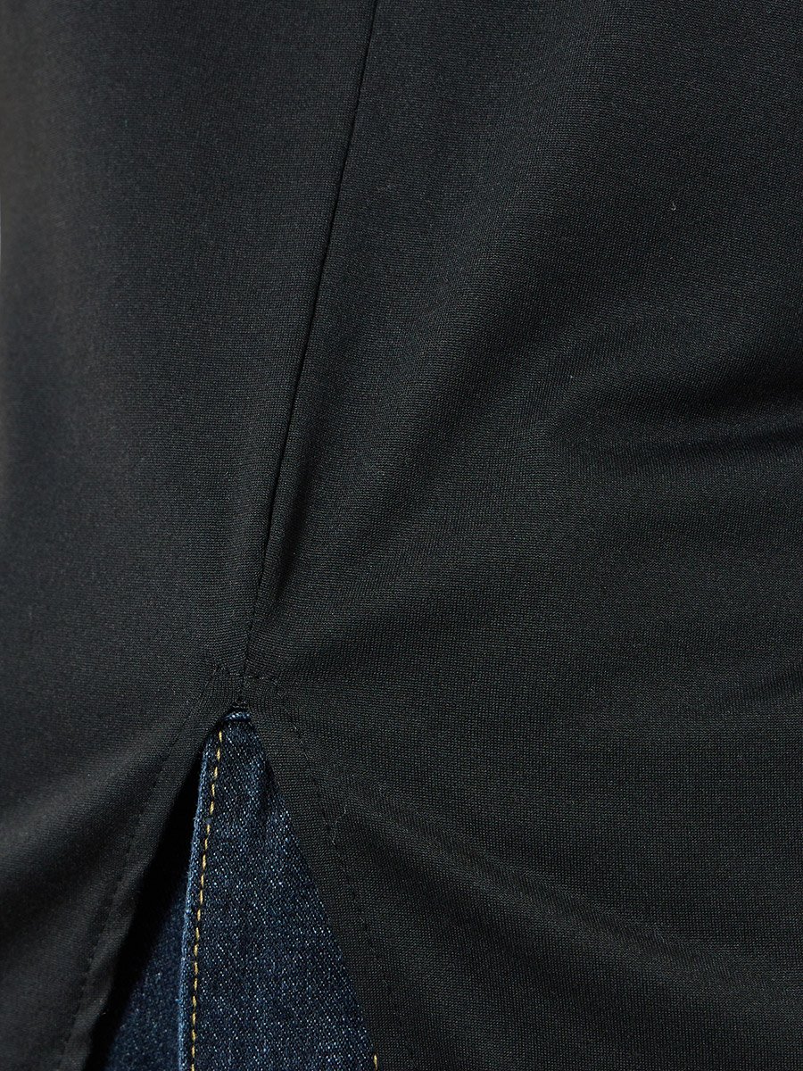 Black Split Hem Round Neck T-Shirt