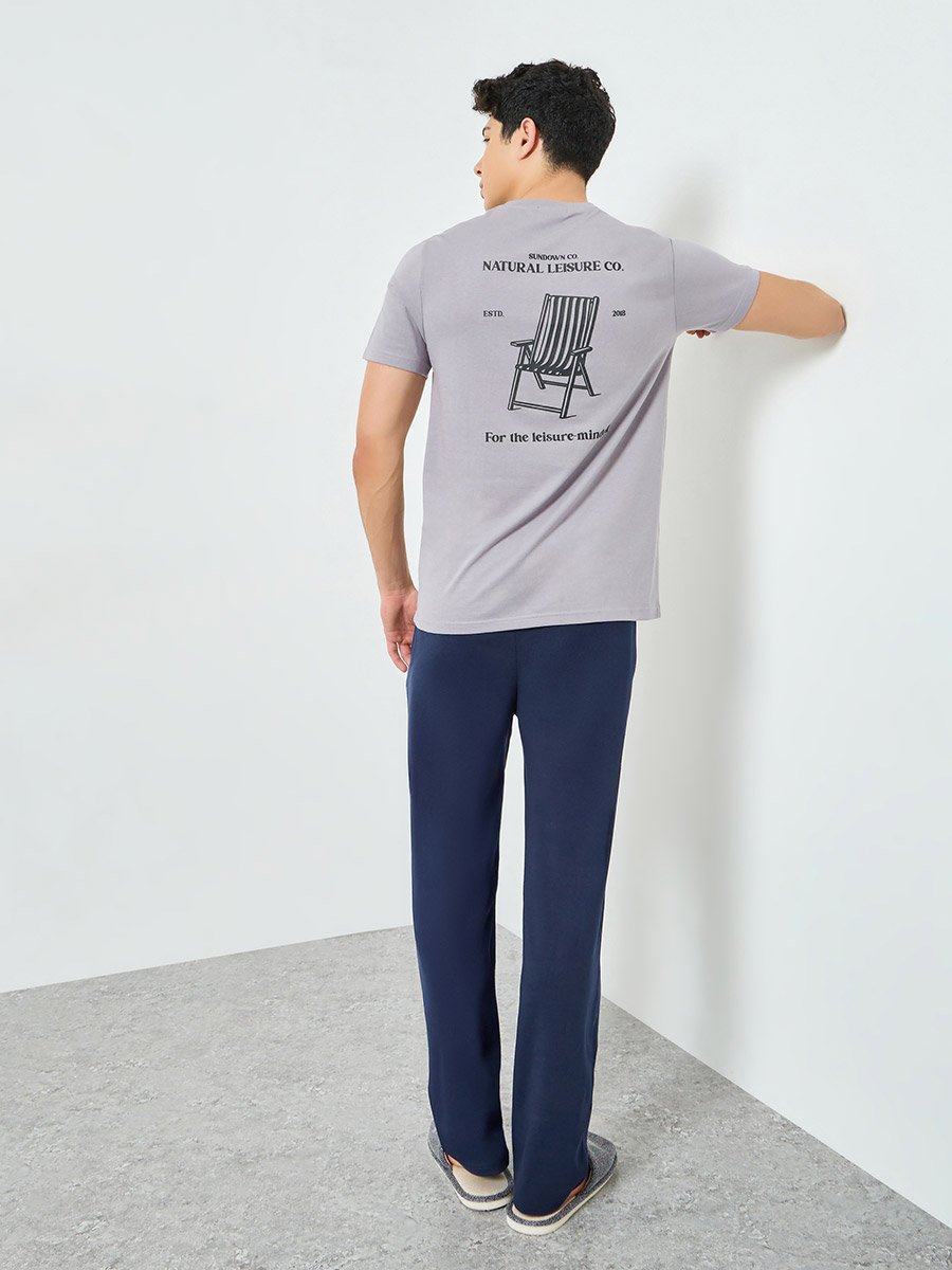 Men Back Printed T-Shirt and Pyjama Set