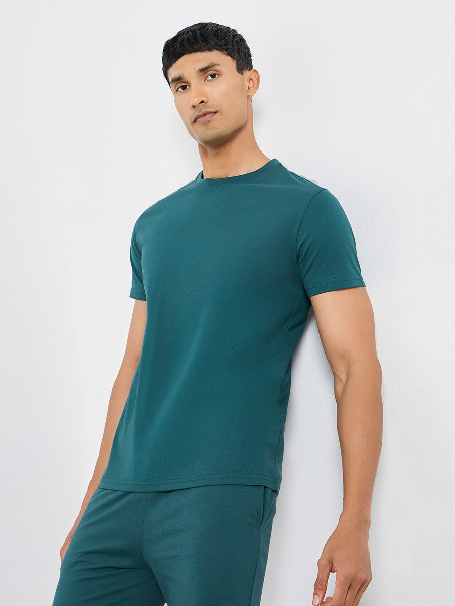 Men Teal Short Sleeve T-Shirt and Pyjama Set