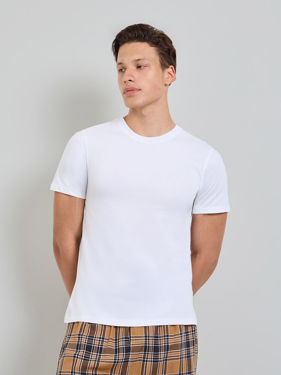 Men Solid Relaxed T-Shirt and Checked Pyjama Set