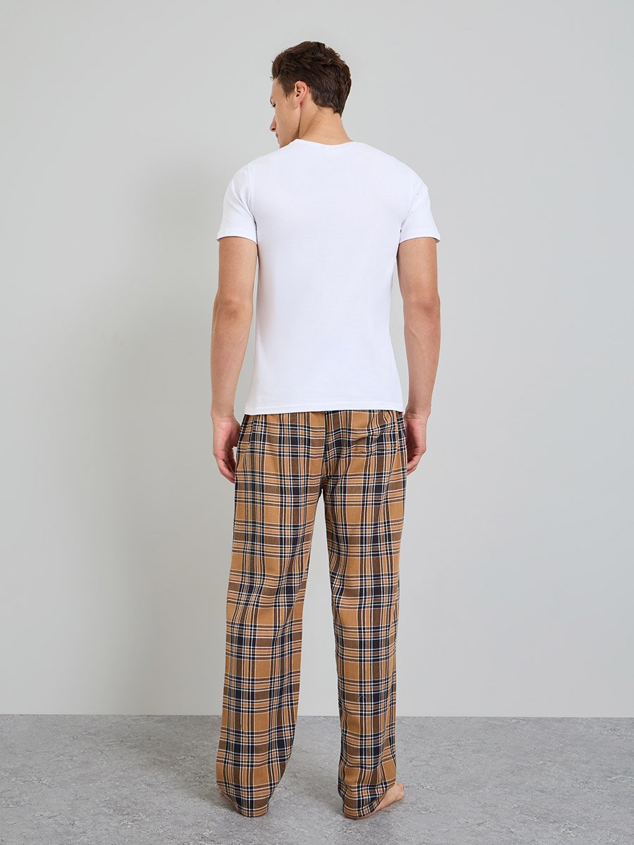 Men Solid Relaxed T-Shirt and Checked Pyjama Set