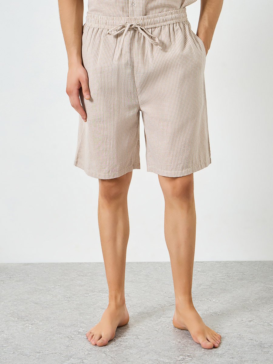 Men Cotton Checked Shirt and Shorts Set