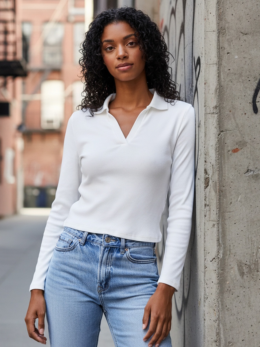 Ribbed Polo T-Shirt