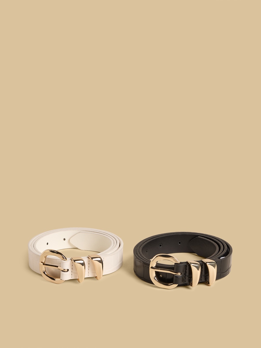 Pack of 2 - Textured Belt with Pin Buckle Closure