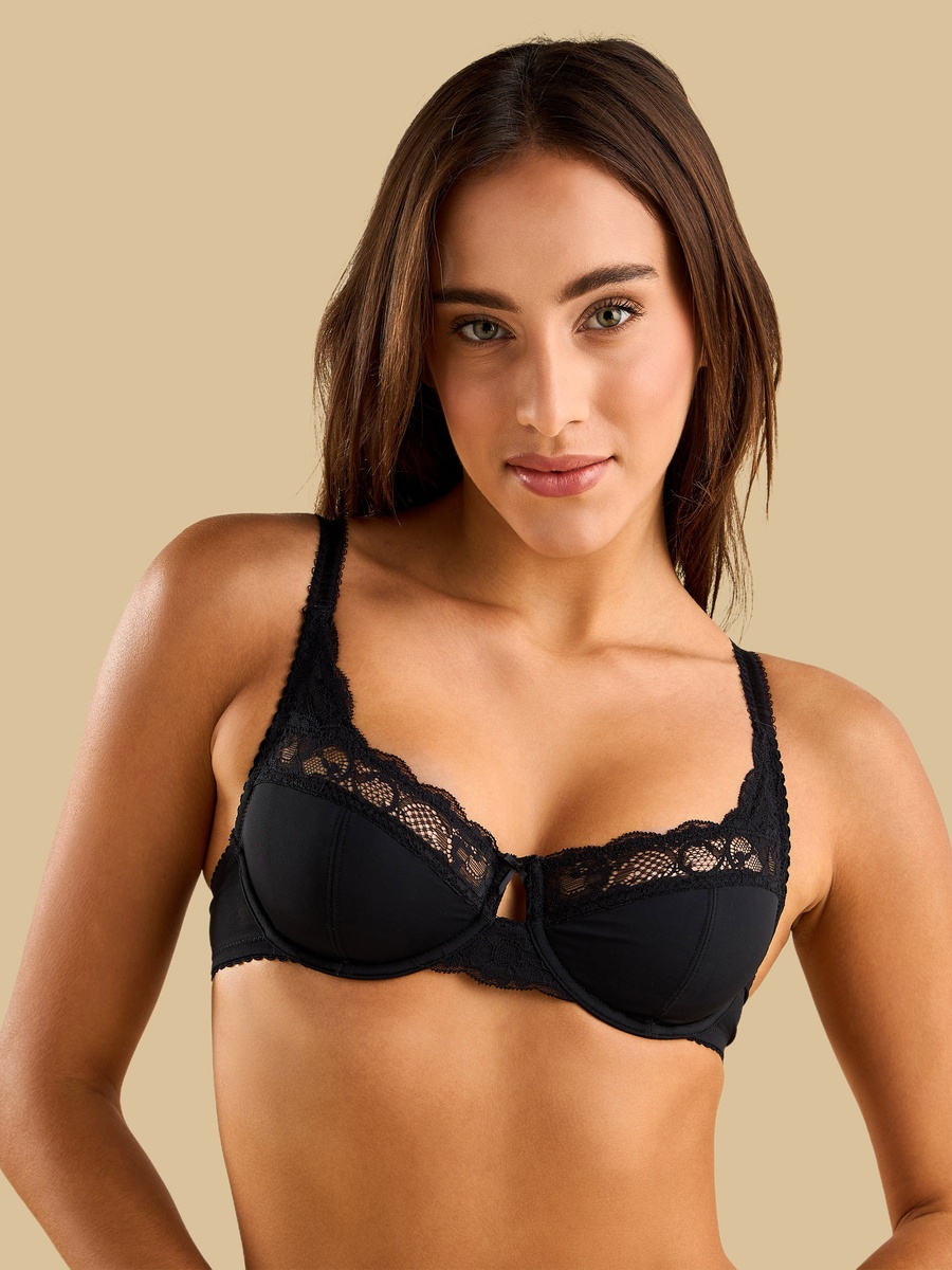 Laced Microfibre Non-Padded Wired Bra