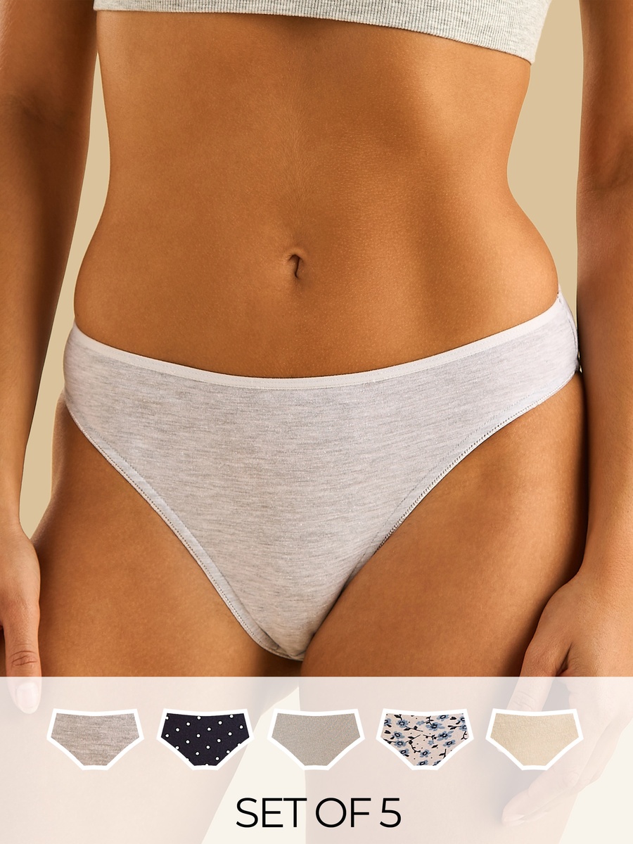 Pack of 5 - Assorted High Leg Briefs