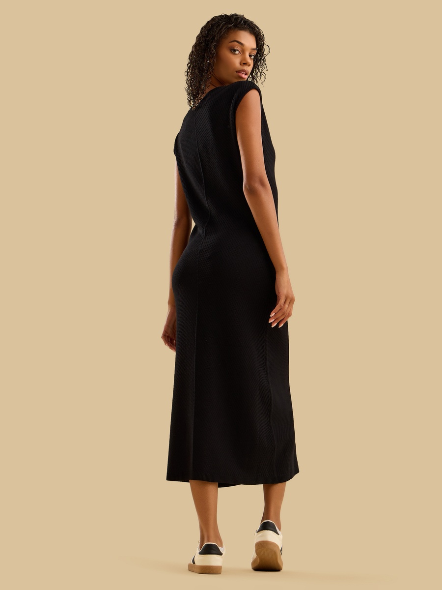 Ribbed Dress with Extended Sleeves