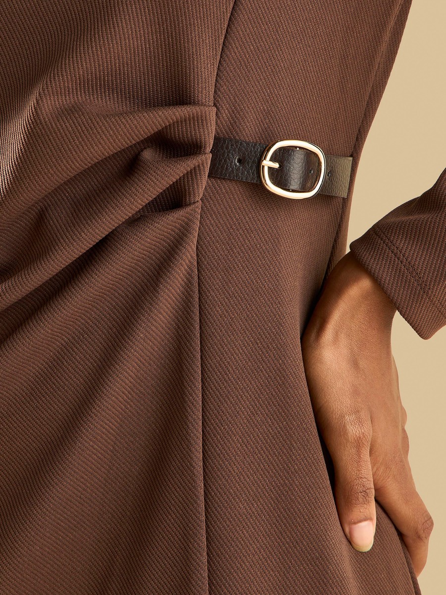 Buckle Accent Twill Dress