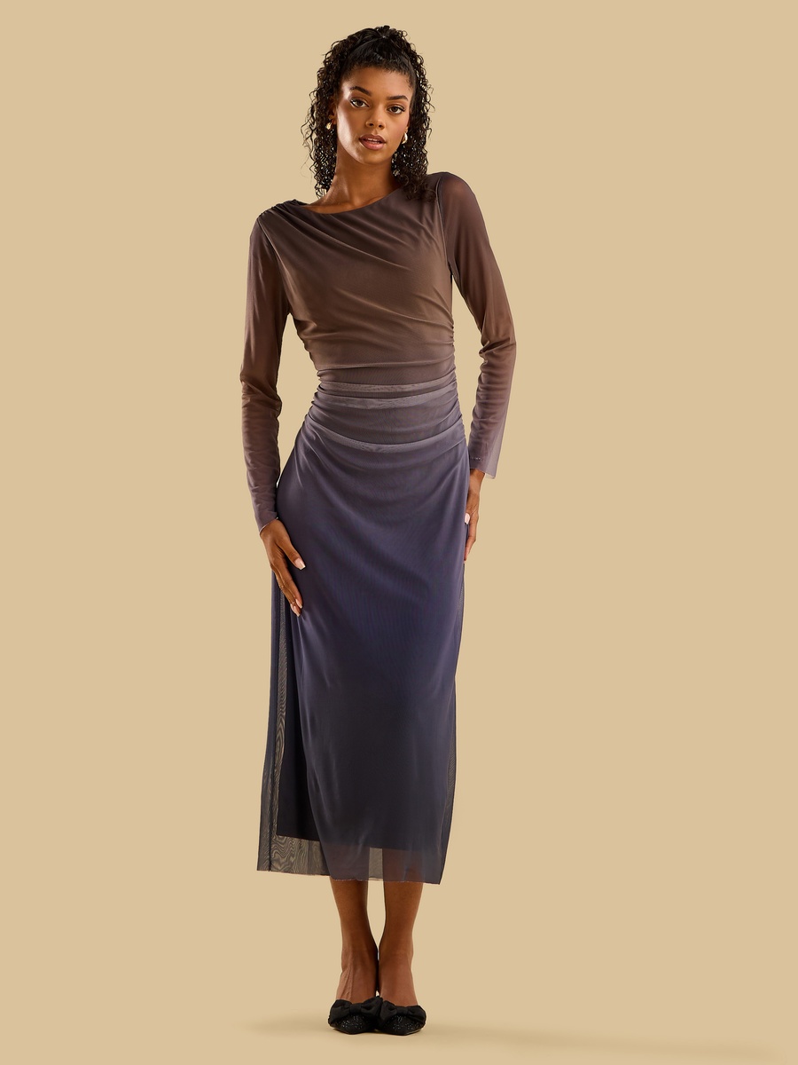Ruched Mesh Dress