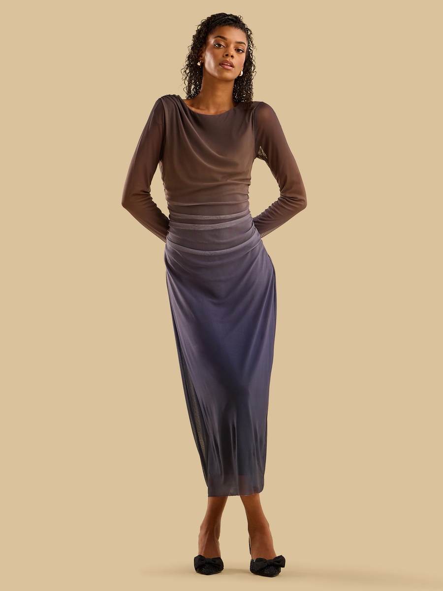 Ruched Mesh Dress