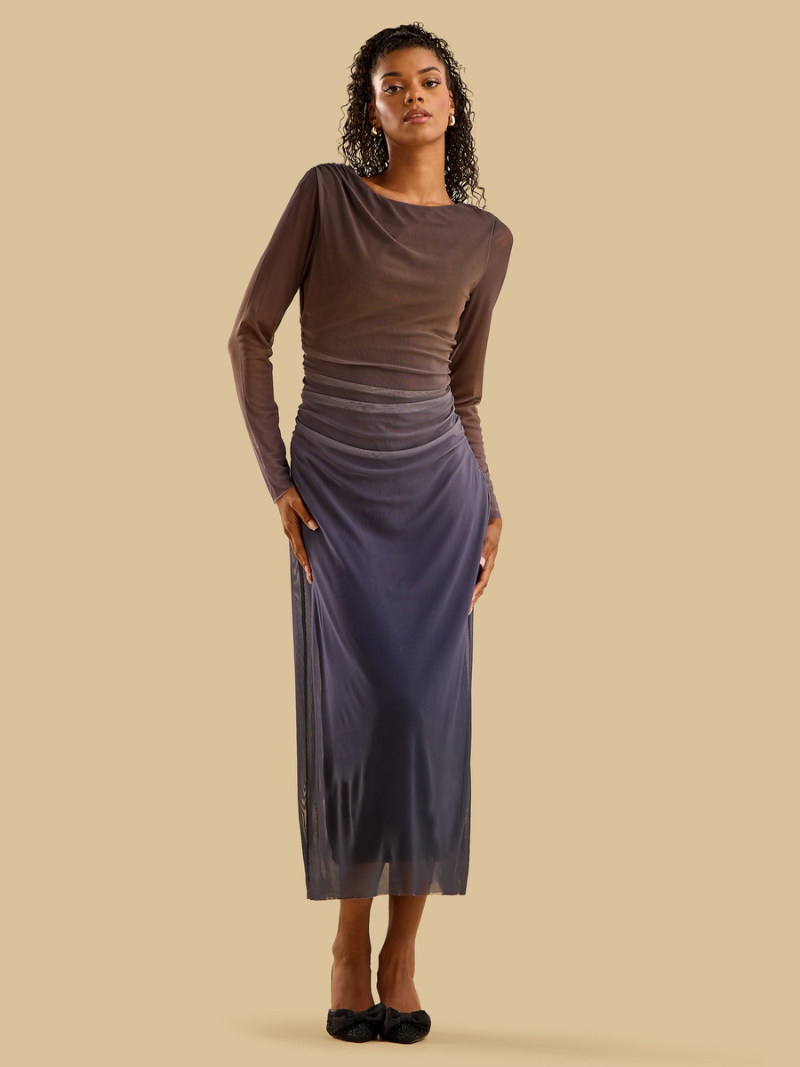 Ruched Mesh Dress