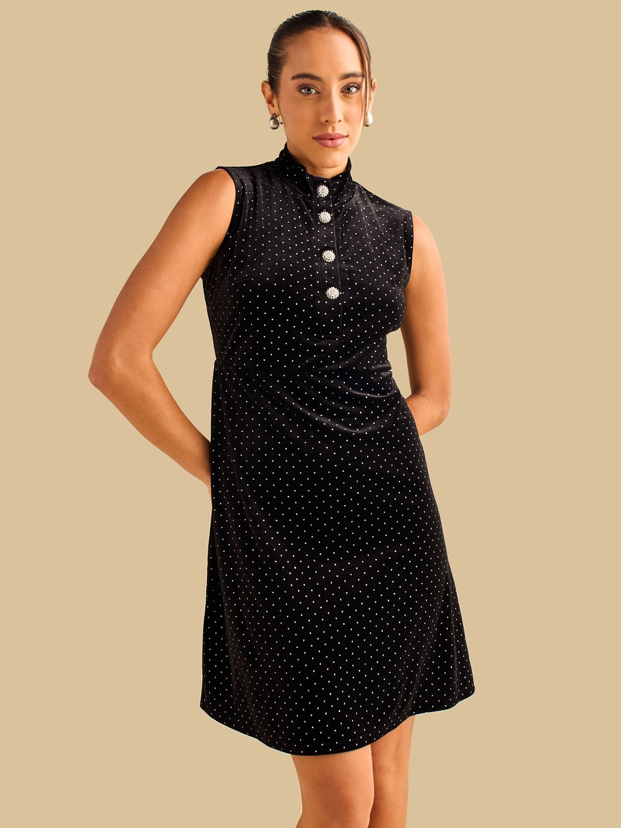 Foil Print Sleeveless Dress