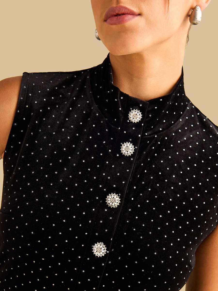Foil Print Sleeveless Dress